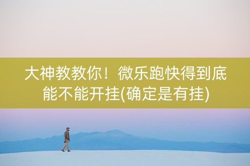 大神教教你！微乐跑快得到底能不能开挂(确定是有挂)
