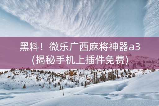 黑料！微乐广西麻将神器a3(揭秘手机上插件免费)