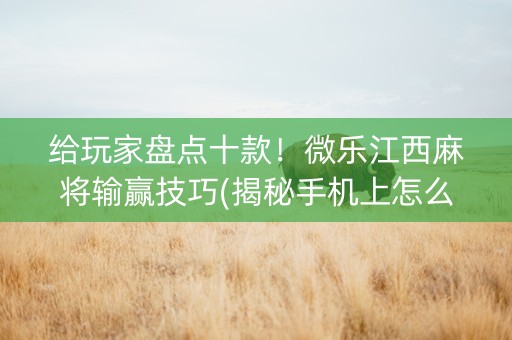 给玩家盘点十款！微乐江西麻将输赢技巧(揭秘手机上怎么容易赢)