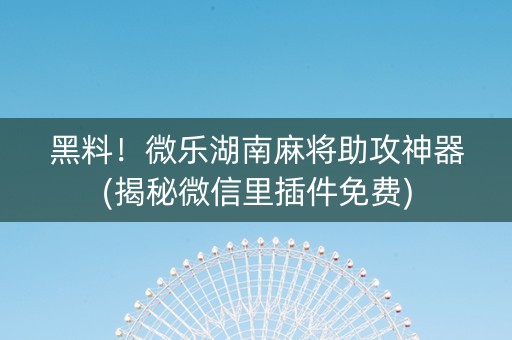 黑料！微乐湖南麻将助攻神器(揭秘微信里插件免费)