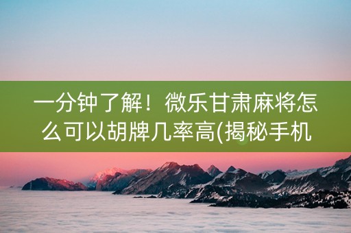 一分钟了解！微乐甘肃麻将怎么可以胡牌几率高(揭秘手机上提高赢的概率)