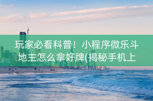 玩家必看科普！小程序微乐斗地主怎么拿好牌(揭秘手机上确实有猫腻)