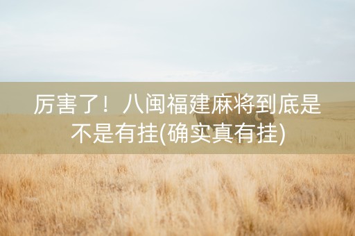 厉害了！八闽福建麻将到底是不是有挂(确实真有挂)