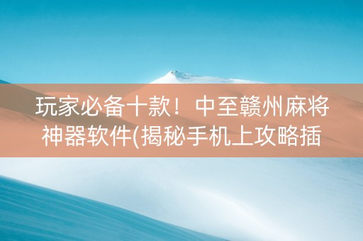 玩家必备十款！中至赣州麻将神器软件(揭秘手机上攻略插件)