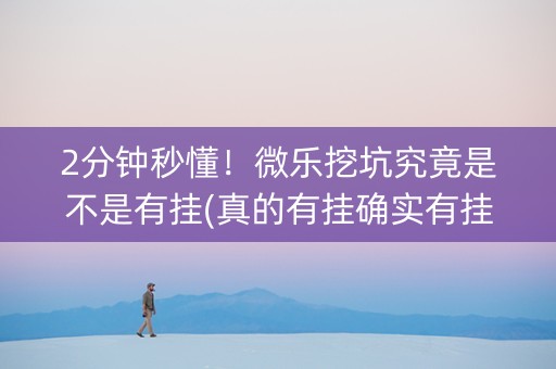 2分钟秒懂！微乐挖坑究竟是不是有挂(真的有挂确实有挂)