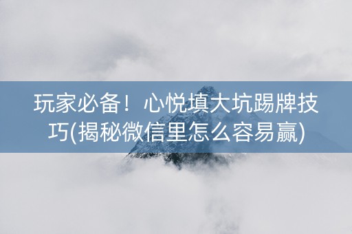 玩家必备！心悦填大坑踢牌技巧(揭秘微信里怎么容易赢)