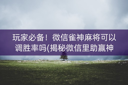 玩家必备！微信雀神麻将可以调胜率吗(揭秘微信里助赢神器)