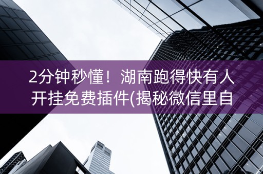 2分钟秒懂！湖南跑得快有人开挂免费插件(揭秘微信里自建房怎么赢)