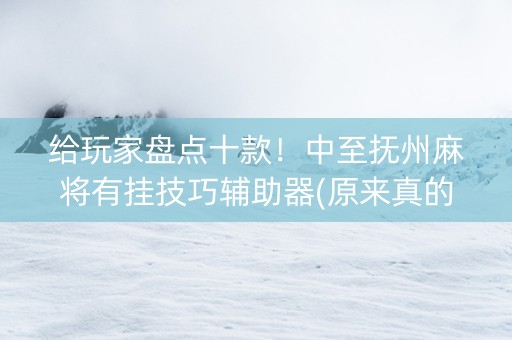 给玩家盘点十款！中至抚州麻将有挂技巧辅助器(原来真的有挂)