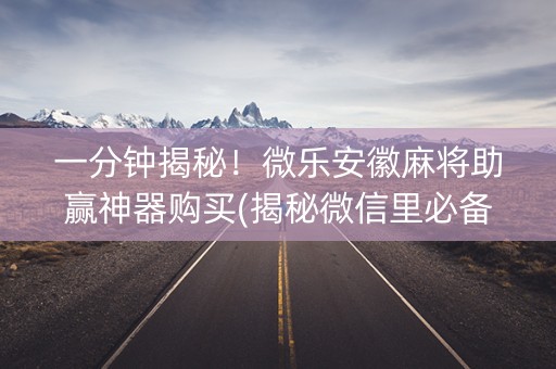 一分钟揭秘！微乐安徽麻将助赢神器购买(揭秘微信里必备神器)