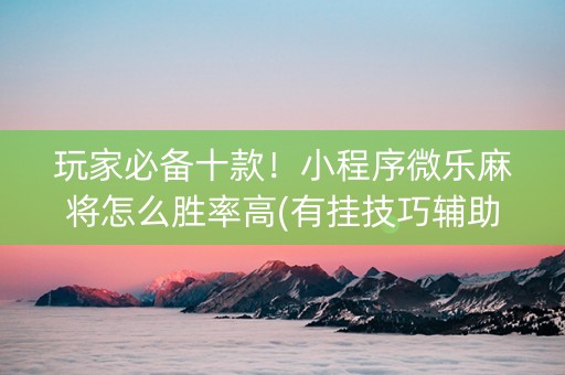 玩家必备十款！小程序微乐麻将怎么胜率高(有挂技巧辅助器)