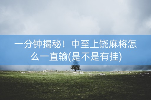 一分钟揭秘！中至上饶麻将怎么一直输(是不是有挂)