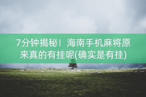 7分钟揭秘！海南手机麻将原来真的有挂呢(确实是有挂)