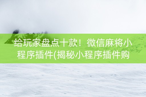 给玩家盘点十款！微信麻将小程序插件(揭秘小程序插件购买)