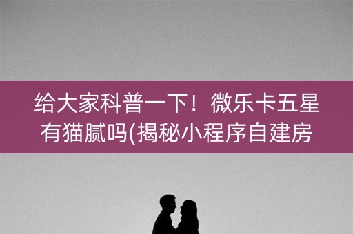 给大家科普一下！微乐卡五星有猫腻吗(揭秘小程序自建房怎么赢)
