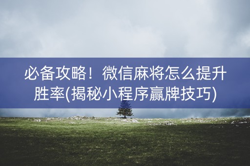 必备攻略！微信麻将怎么提升胜率(揭秘小程序赢牌技巧)