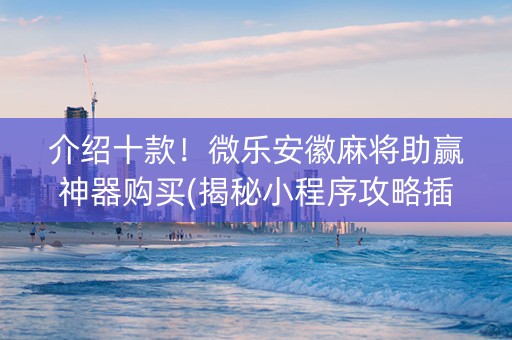 介绍十款！微乐安徽麻将助赢神器购买(揭秘小程序攻略插件)