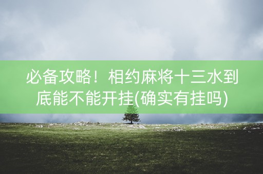 必备攻略！相约麻将十三水到底能不能开挂(确实有挂吗)