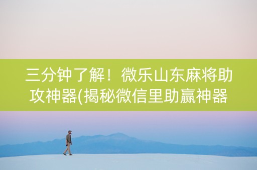 三分钟了解！微乐山东麻将助攻神器(揭秘微信里助赢神器购买)