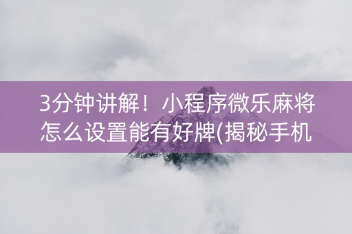 3分钟讲解！小程序微乐麻将怎么设置能有好牌(揭秘手机上助赢神器购买)