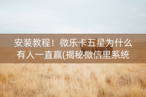 安装教程！微乐卡五星为什么有人一直赢(揭秘微信里系统发好牌)