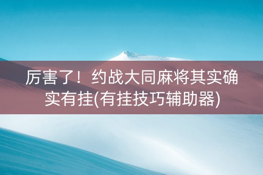 厉害了！约战大同麻将其实确实有挂(有挂技巧辅助器)
