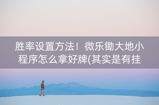 胜率设置方法！微乐锄大地小程序怎么拿好牌(其实是有挂确实有挂)