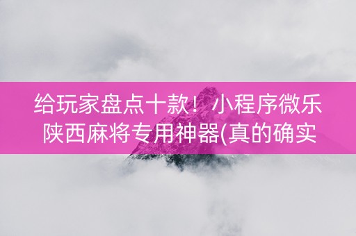 给玩家盘点十款！小程序微乐陕西麻将专用神器(真的确实是有挂)