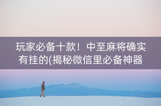 玩家必备十款！中至麻将确实有挂的(揭秘微信里必备神器)