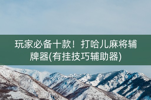 玩家必备十款！打哈儿麻将辅牌器(有挂技巧辅助器)
