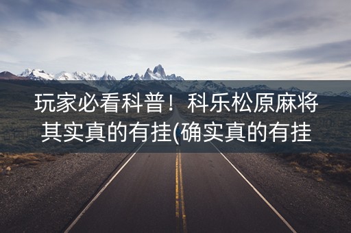 玩家必看科普！科乐松原麻将其实真的有挂(确实真的有挂)