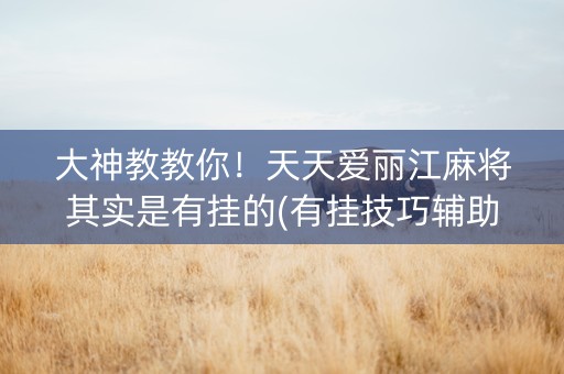 大神教教你！天天爱丽江麻将其实是有挂的(有挂技巧辅助器)