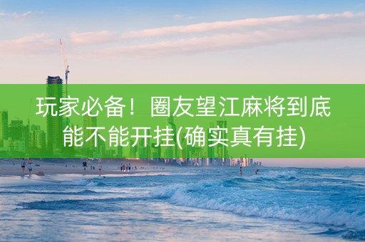 玩家必备！圈友望江麻将到底能不能开挂(确实真有挂)