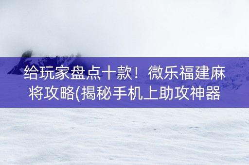 给玩家盘点十款！微乐福建麻将攻略(揭秘手机上助攻神器)