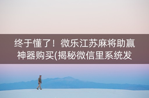 终于懂了！微乐江苏麻将助赢神器购买(揭秘微信里系统发好牌)