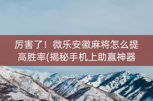 厉害了！微乐安徽麻将怎么提高胜率(揭秘手机上助赢神器购买)