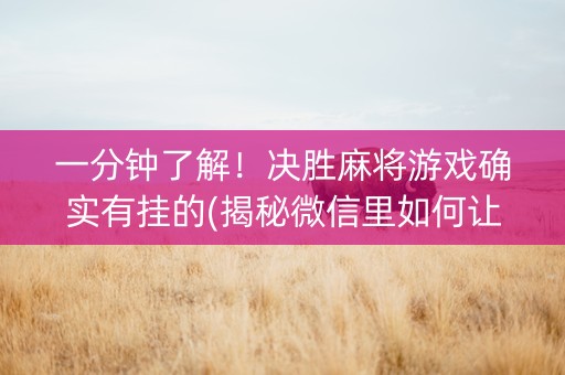 一分钟了解！决胜麻将游戏确实有挂的(揭秘微信里如何让牌变好)