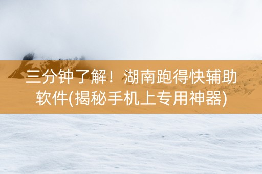 三分钟了解！湖南跑得快辅助软件(揭秘手机上专用神器)