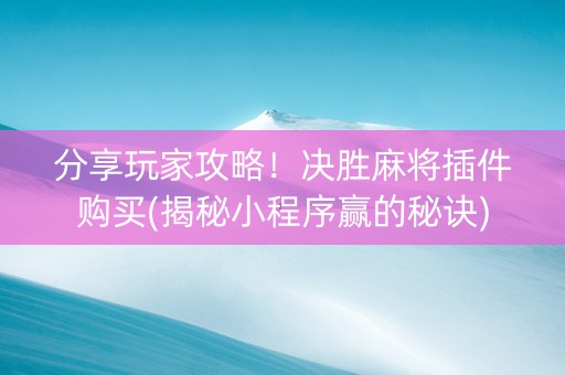 分享玩家攻略！决胜麻将插件购买(揭秘小程序赢的秘诀)