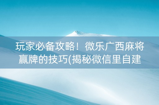 玩家必备攻略！微乐广西麻将赢牌的技巧(揭秘微信里自建房怎么赢)