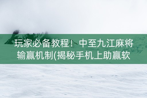 玩家必备教程！中至九江麻将输赢机制(揭秘手机上助赢软件)