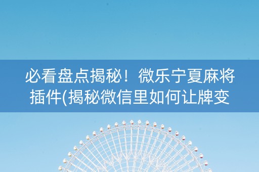 必看盘点揭秘！微乐宁夏麻将插件(揭秘微信里如何让牌变好)