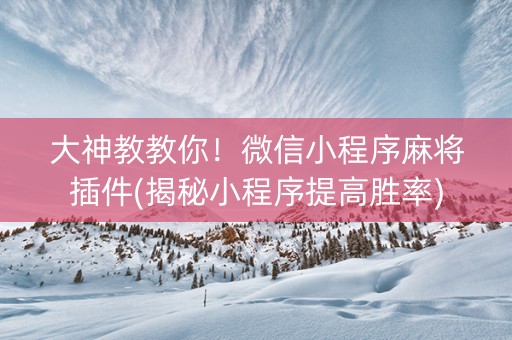 大神教教你！微信小程序麻将插件(揭秘小程序提高胜率)