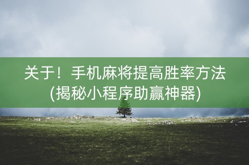 关于！手机麻将提高胜率方法(揭秘小程序助赢神器)
