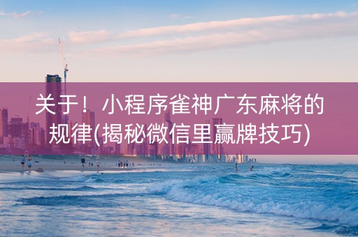 关于！小程序雀神广东麻将的规律(揭秘微信里赢牌技巧)