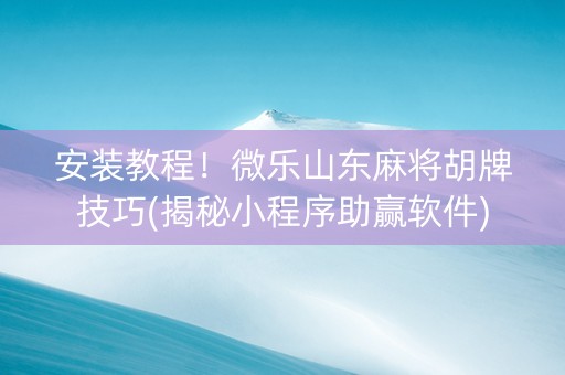 安装教程！微乐山东麻将胡牌技巧(揭秘小程序助赢软件)