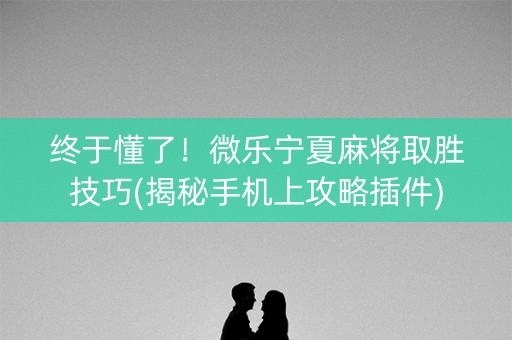 终于懂了！微乐宁夏麻将取胜技巧(揭秘手机上攻略插件)