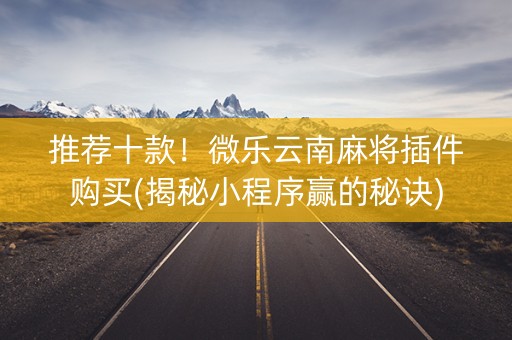 推荐十款！微乐云南麻将插件购买(揭秘小程序赢的秘诀)
