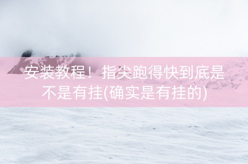 安装教程！指尖跑得快到底是不是有挂(确实是有挂的)