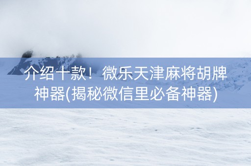 介绍十款！微乐天津麻将胡牌神器(揭秘微信里必备神器)